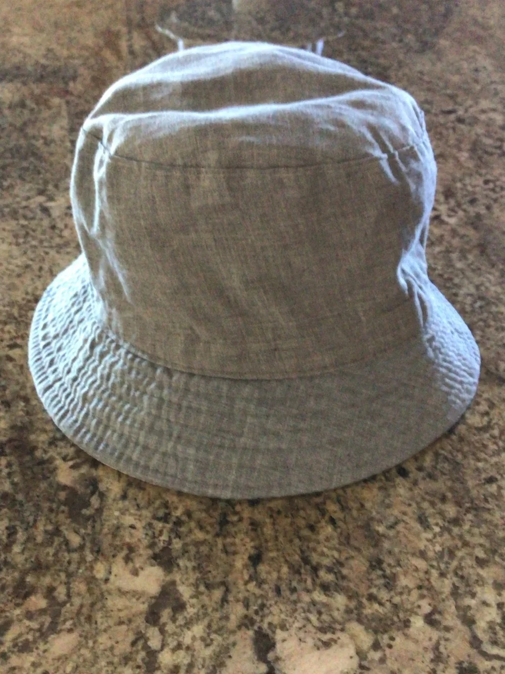 Neutral Beige Bucket Hat with Black Eyelet Detail - Unbranded